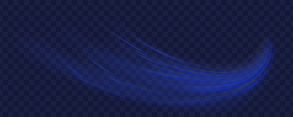Blue wave curved lines for presentations, illustration of articles and publications on technological trends and innovations, covers of technological magazines. Light arc in blue colors.