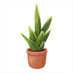 Vector illustration of a potted houseplant with leaves