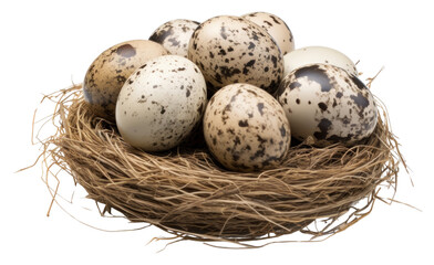 Obraz premium PNG Quail eggs in a nest food white background celebration