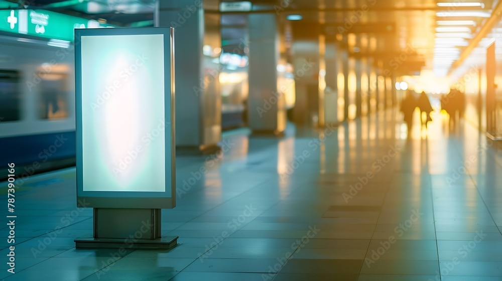 Aufkleber sample advertising on display in metro station : generative ai