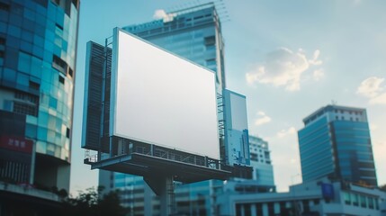Billboard canvas mockup in city background beautiful weather : Generative AI
