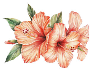 PNG Tropical flowers hibiscus blossom anther - obrazy, fototapety, plakaty