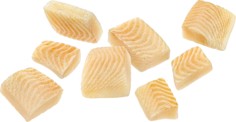 Flounder fish fillet pieces isolated