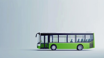 Modern green and white bus with blank white space for advertisement : Generative AI