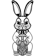 Easter coloring page with bunny and eggs