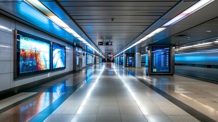 Fototapeta premium big horizontal poster on metro station : Generative AI