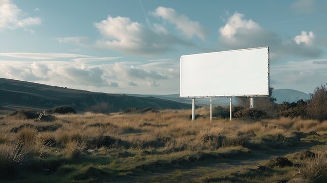 Big white empty billboard mockup with nature landscape background South Wales UK : Generative AI