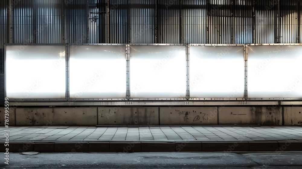 Aufkleber advertisement blank long horizontal billboard with copy space for commercial info fixed on urban fen