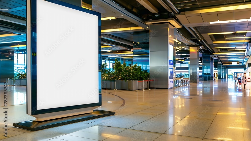 Aufkleber digital media blank white screen modern panel signboard for advertisement design in airpost gallery 