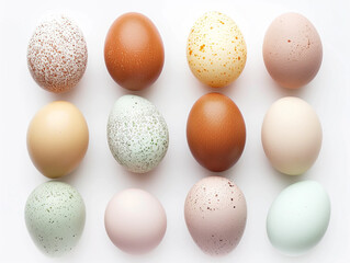 Chicken eggs isolated on white background.  - obrazy, fototapety, plakaty