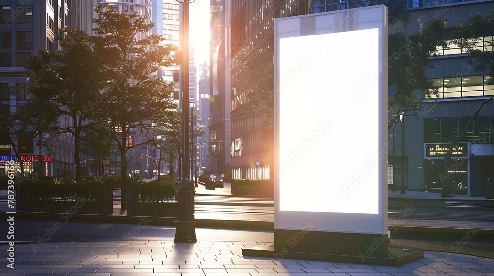 Aufkleber blank mock up of vertical street poster billboard on city background electronic modern empty scorebo