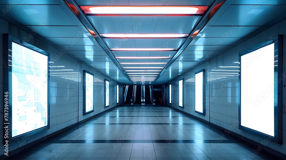 Poster big three vertical poster on metro station : generative ai