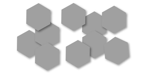Abstract gray hexagon and hexagonal lines on white background. abstract 3d hexagonal background with shadow. Vector illustration. Hexagonal honeycomb pattern background with space for text.