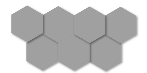 Abstract gray hexagon and hexagonal lines on white background. abstract 3d hexagonal background with shadow. Vector illustration. Hexagonal honeycomb pattern background with space for text.