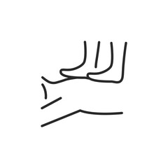 Foot reflexology icon. Depicts the therapeutic technique of massaging the feet to promote relaxation and holistic health, commonly used in spa treatments and wellness practices. Vector illustration.