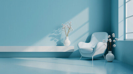 Creative interior design in blue studio