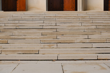 antique staircase to building entrance, exterior architecture, justice and achievement concept