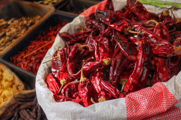 A dry red Chili pepper at Akko market 