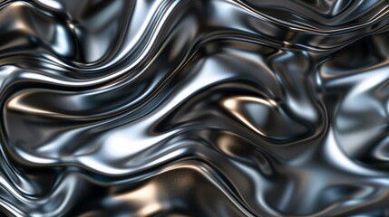 Abstract metallic flow in the form of swirling waves and intertwined curves, capturing the fluid dynamics of metal in motion