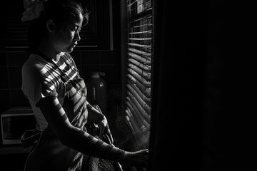 Celebrating labor day: powerful black and white image capturing the versatility of woman at work, showcasing their strength, dedication, and contributions across diverse professions and industries