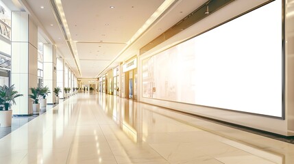Fototapeta premium Big horizontal billboard banner signage mock up display in the shopping center : Generative AI