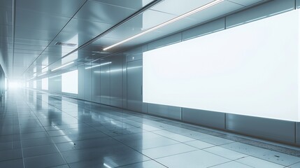 Indoor outdoor city light mall shop template Blank billboard mock up in a subway station underground interior Urban light box inside advertisement metro airport vertical : Generative AI