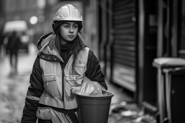 Celebrating labor day: powerful black and white image capturing the versatility of woman at work, showcasing their strength, dedication, and contributions across diverse professions and industries