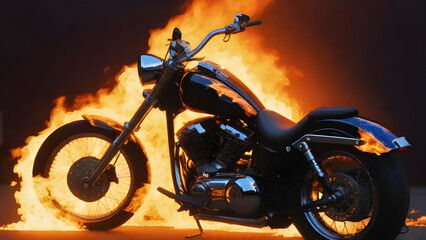 Motorcycle on fire