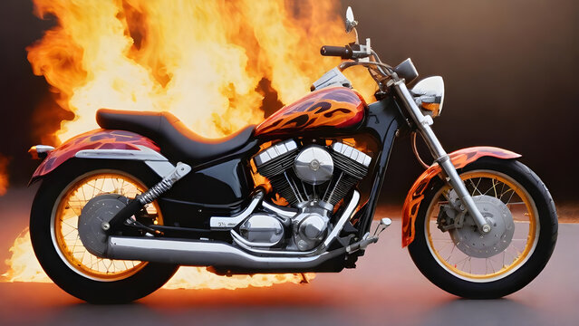 Motorcycle on fire