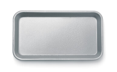 Top view of empty metal tray