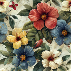 Floral and Botanical Illustrations seamless pattern