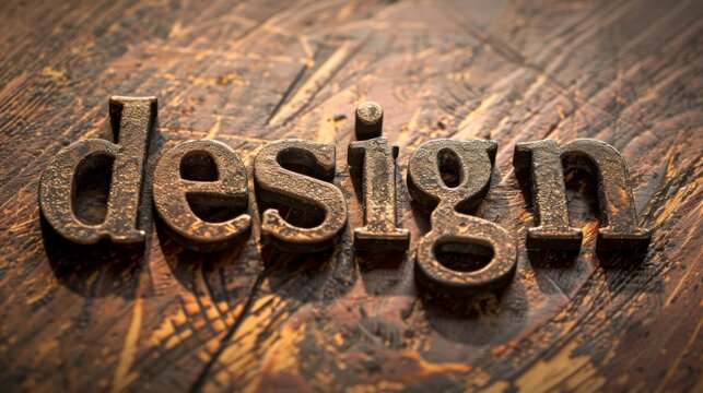 Metallic Design Letters on Wood