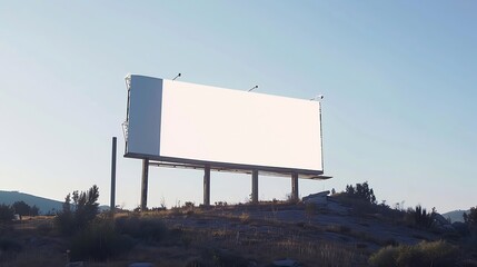 Blank billboard mockup with white screen Against the backdrop of nature and blue sky Business concept Copy space banner for advertising : Generative AI