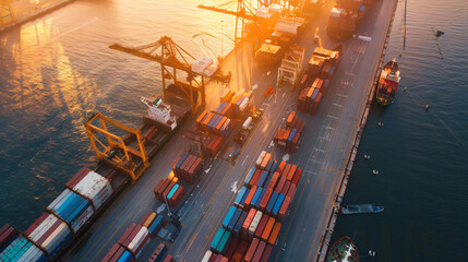 Industrial import-export port prepare to load