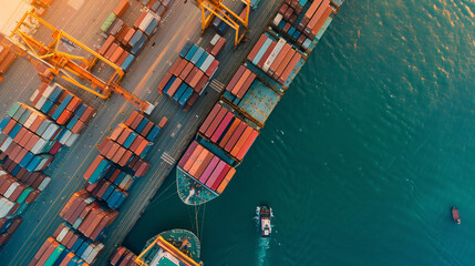 Fototapeta premium Industrial import-export port prepare to load
