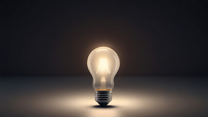 One Lightbulb glowing among shutdown light bulb in dark area with copy space, problem solving solution and outstanding concept by 3d render, illuminated - obrazy, fototapety, plakaty