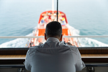 Tanker Ship Captain and Pilothouse Photo, Istanbul Turkiye (Turkey)