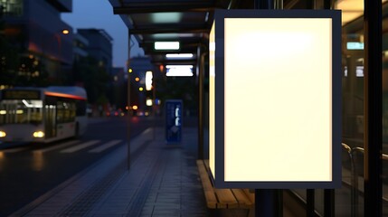 Mock up of light box on the bus stop : Generative AI