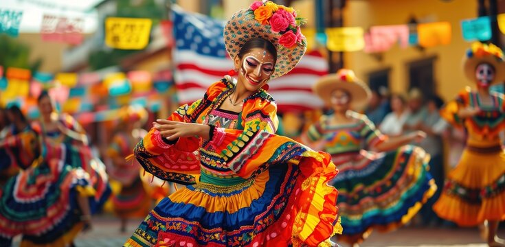 Portrait of Mexican Woman in Cinco de Mayo