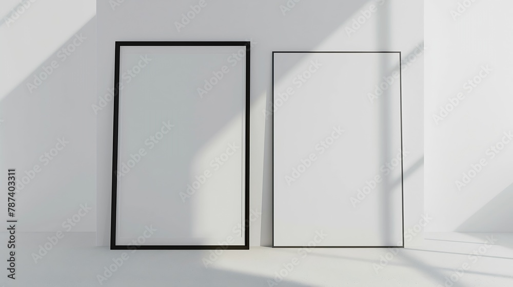 Poster two blank frame billboard mockup : generative ai