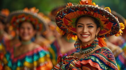 Fototapeta premium Portrait of Mexican Woman in Cinco de Mayo