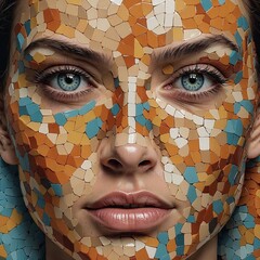 Mosaik Portrait. Generative AI Technologie - obrazy, fototapety, plakaty