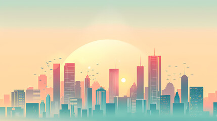 Geometric city background with a beautiful skyline