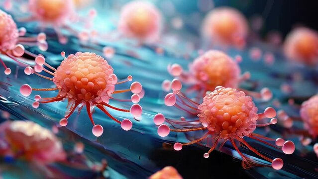3D medical background with abstract virus cells. Microbiology and virology concept