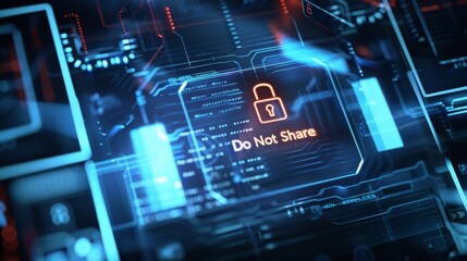 A digital document with a lock icon and a "Do Not Share" message, emphasizing the importance of data privacy.