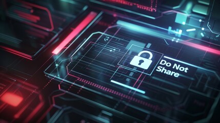 A digital document with a lock icon and a "Do Not Share" message, emphasizing the importance of data privacy.