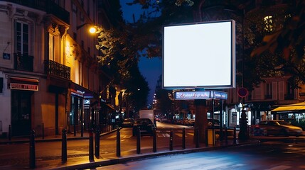 Obraz premium Blank outdoor billboard in France Mockup template for designers with clipping path : Generative AI