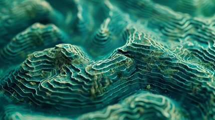 A fingerprint as a topographical map, with deep valleys and rolling hills.