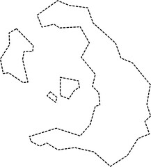 dash line drawing of santorini island map.