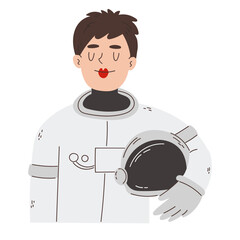 Astronaut Woman in a special suit and helmet